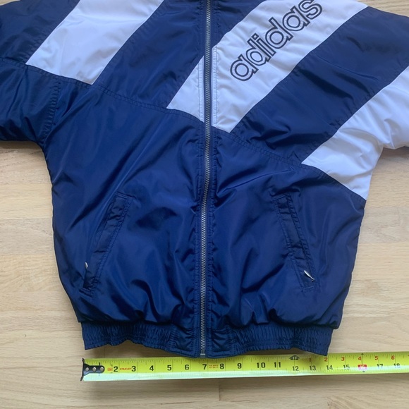 vintage 90’s Adidas bomber jacket coat blue white sz Large / Medium mens - Picture 6 of 12